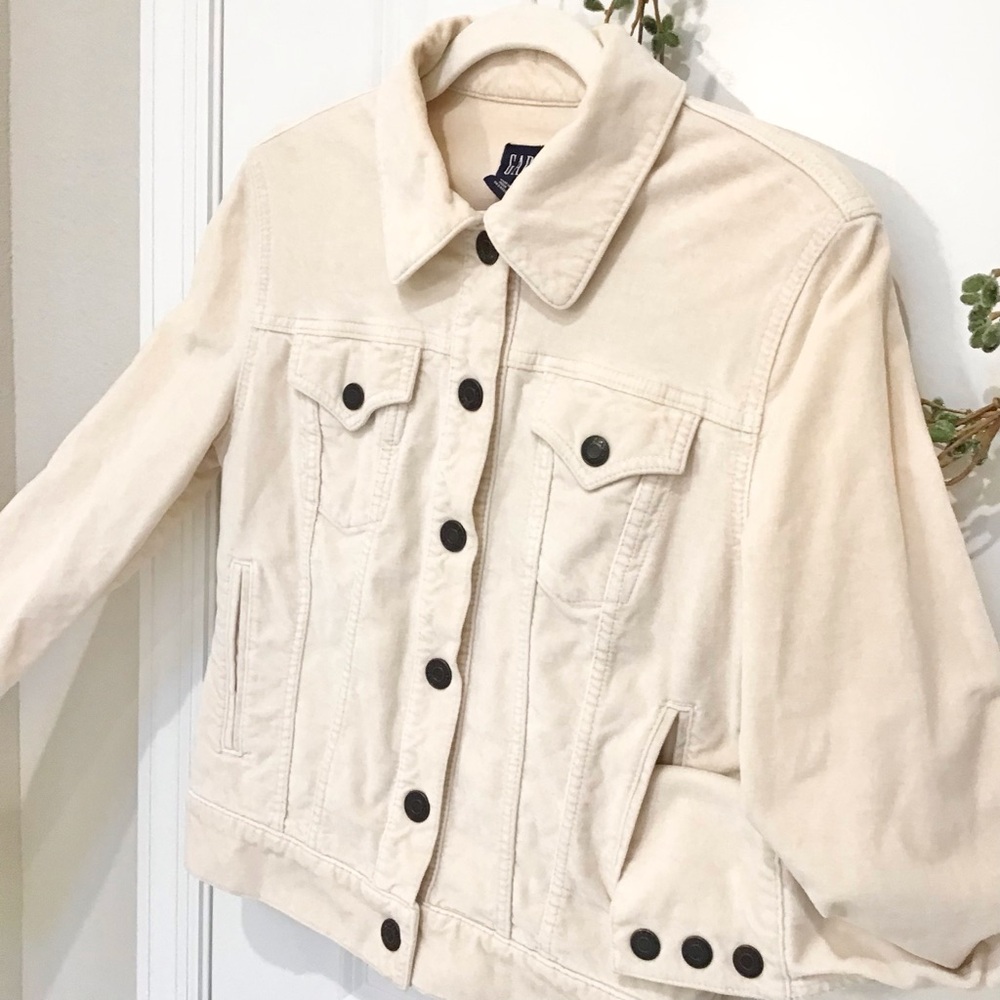 GAP RARE Velvet Trucker Jacker Off-White Size XS, EUC